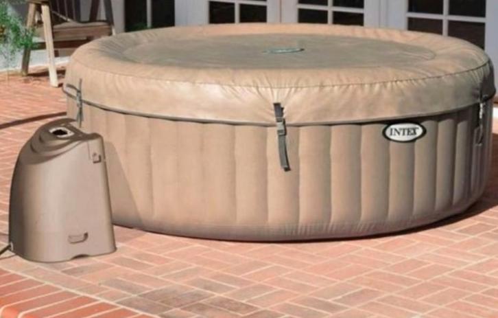 intex spa jacuzzi rond plus extra.s, Tuin en Terras, Bubbelbaden en Hottubs, Zo goed als nieuw, Opblaasbaar, Afdekzeil, Pomp, Ophalen of Verzenden