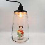Chinese glazen lamp| Kesbekelamp met Chinees beeldje Geluk, Nieuw, Ophalen of Verzenden, Chinees industrieel stoer vintage retro
