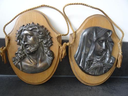 Brons Christus hoofd Jezus bronzen Maria - Veldtocht 1940, Verzamelen, Religie, Gebruikt, Christendom | Katholiek, Overige typen