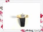 16338-4 Gouden 14K Solitaire Ring, Ophalen of Verzenden, Zo goed als nieuw, 17 tot 18, Met edelsteen