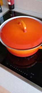 RETRO/VINTAGE BLUE BAND BRAAD/BAK/SUDDER PAN ORANJE 24 cm, Huis en Inrichting, Keuken | Potten en Pannen, Overige materialen, Inductieplaat
