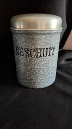 Grijsgewolkt beschuit blik beschuitblik emaille, Antiek en Kunst, Antiek | Emaille, Ophalen of Verzenden