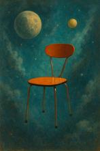 Formica vintage stoel oranje, Huis en Inrichting, Stoelen, Ophalen, Gebruikt, Overige kleuren, Retro vintage