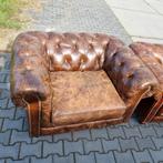 2 Industriële Chesterfield XL fauteuils + GRATIS BEZORGING, Chesterfield, Gebruikt, Leer, Ophalen of Verzenden