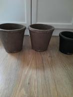 Riviera Maison bloempotten bruin en zwart, Tuin en Terras, Bloempotten, Ophalen, Rond, Zo goed als nieuw, Minder dan 25 cm