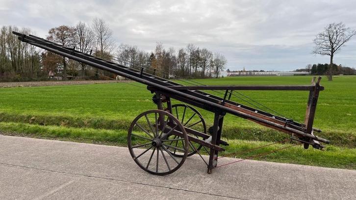 Oude houten brandweer ladderwagen, compleet en zeldzaam, Antiek en Kunst, Curiosa en Brocante, Ophalen
