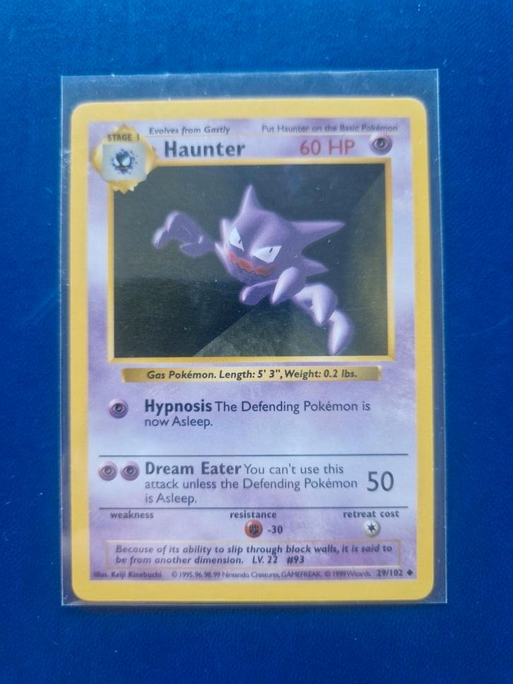 Pokemon Haunter shadowless base set kaart, Hobby en Vrije tijd, Verzamelkaartspellen | Pokémon, Zo goed als nieuw, Losse kaart
