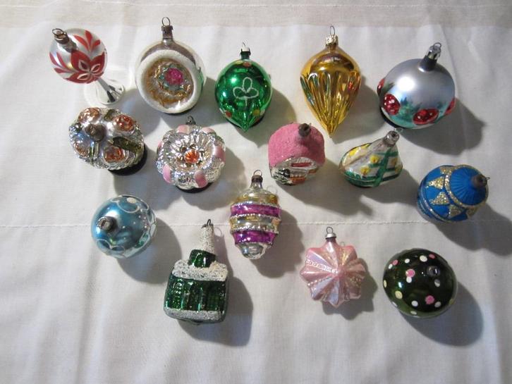 Oude - Vintage - Retro - Gekleurde Kerstboomversiering - L11, Diversen, Kerst, Gebruikt, Ophalen of Verzenden