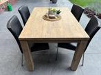 Eettafel inclusief 4 lederen stoelen, Ophalen, Zo goed als nieuw, 4 tot 6 stoelen