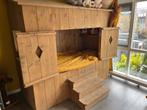 Steigerhouten bedstee bed, Ophalen, 85 tot 100 cm, Zo goed als nieuw, Lattenbodem