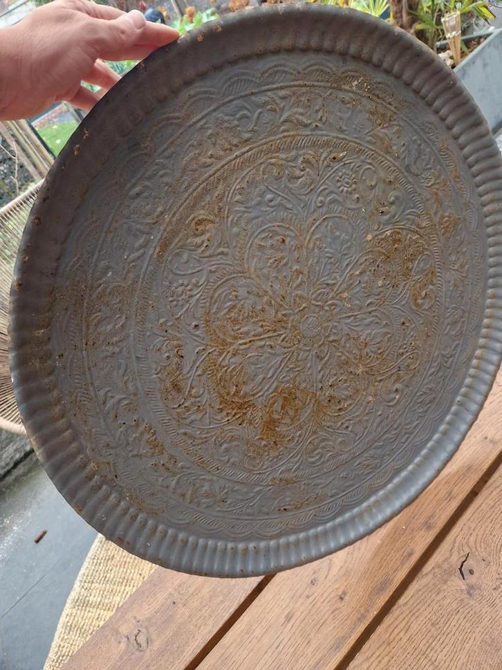 Grote Ronde IJzeren Wanddecoratie Schaal/Plaat, Huis en Inrichting, Woonaccessoires | Schalen en Manden, Gebruikt, Schaal, Rond