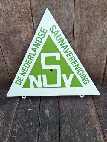 Emaille bord De Nederlandse Saunavereniging, new old stock. beschikbaar voor biedingen