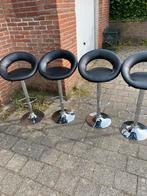4 zwarte barkrukken, Huis en Inrichting, Gebruikt, 60 tot 90 cm, Ophalen of Verzenden, In hoogte verstelbaar