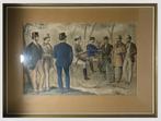Prent in lijst, mannen in formele kleding uit late 19e eeuw, Antiek en Kunst, Ophalen of Verzenden