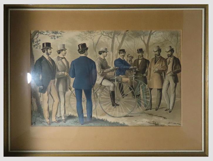 Prent in lijst, mannen in formele kleding uit late 19e eeuw, Antiek en Kunst, Kunst | Overige Kunst, Ophalen of Verzenden