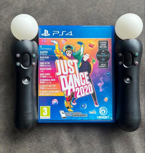 Just Dance 2020 (PS4) + 2 move motion controllers, Spelcomputers en Games, Games | Sony PlayStation 4, Zo goed als nieuw, Overige genres