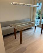 Prachtig noten hout met glazen bureau tafel giorgetti, Ophalen of Verzenden, Zo goed als nieuw
