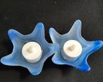 Vintage Deru blauw ster vormige kaarsenhouders glazen set, Huis en Inrichting, Overige materialen, Zo goed als nieuw, Verzenden
