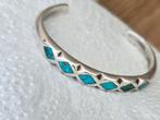 Vintage navajo armband met turquoise, Ophalen of Verzenden, Zo goed als nieuw, Zilver, Zilver