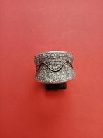 Prachtige Brede Zilveren Ring met Zwarte Onix en Zirkonia, Verzenden, Zilver, Ring, Met edelsteen