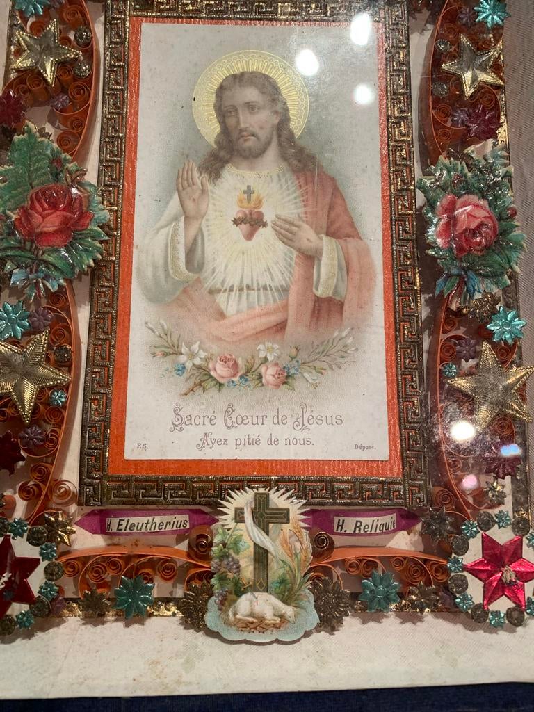 Oude Relikwie met Afbeelding van Jezus, Antiek en Kunst, Antiek | Religie, Ophalen of Verzenden