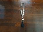 BIBI zilveren ketting met zwarte kwast, Sieraden, Tassen en Uiterlijk, Verzenden, Nieuw, Overige kleuren, Zilver