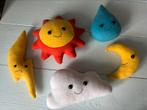 Knuffels: zon, maan, wolk, bliksem en regendruppel, Ophalen of Verzenden, Zo goed als nieuw