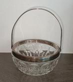 Kristal glazen mandje met verzilverde handvat, Antiek en Kunst, Ophalen of Verzenden