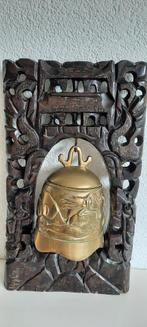 Uniek Chinees Japans brons bel houtsnijwerk tempel gong bel, Ophalen of Verzenden