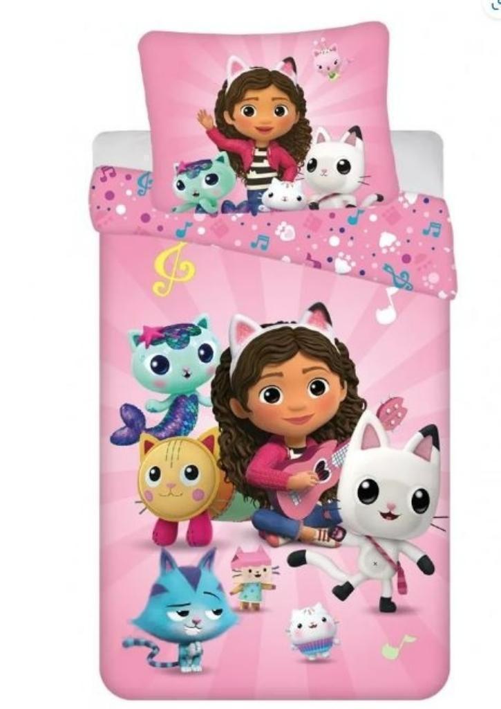 Gabby's Poppenhuis Dekbedovertrek 140 x 200 cm, Kinderen en Baby's, Kinderkamer | Beddengoed, Nieuw, Dekbedovertrek, Roze, Meisje