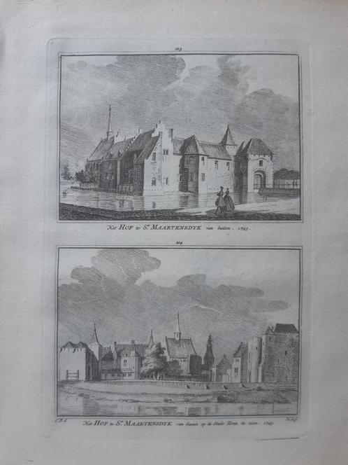 103-104*/ hof St. Maartensdijk/ Maartensdyk Zeeland gravure, Antiek en Kunst, Kunst | Etsen en Gravures, Ophalen of Verzenden