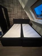 Eenpersoons boxspring antraciet Leen Bakker - nette staat, Ophalen, Gebruikt, 90 cm, 200 cm