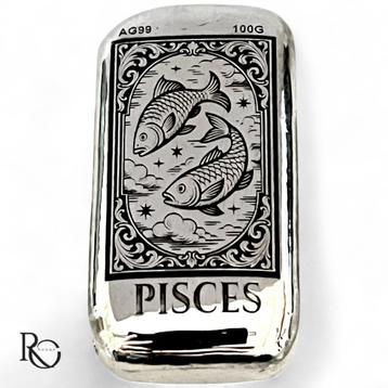 Vissen 100 gram zilverbaar (Mythische Sterrenbeelden Serie)  beschikbaar voor biedingen