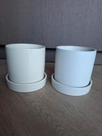 2 bloempotten met schotel (prijs p.s), Tuin en Terras, Bloempotten, Rond, Ophalen of Verzenden, Zo goed als nieuw, Aardewerk
