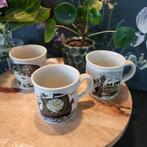 3 Japanse retro mokken. 8 cm doorsnee en 8 cm hoog., Ophalen of Verzenden, Gebruikt, Overige stijlen, Kop(pen) en/of Schotel(s)