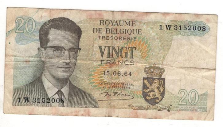 bankbiljet België 20 Francs, 15-06-64, Postzegels en Munten, Bankbiljetten | België, Los biljet, Ophalen of Verzenden