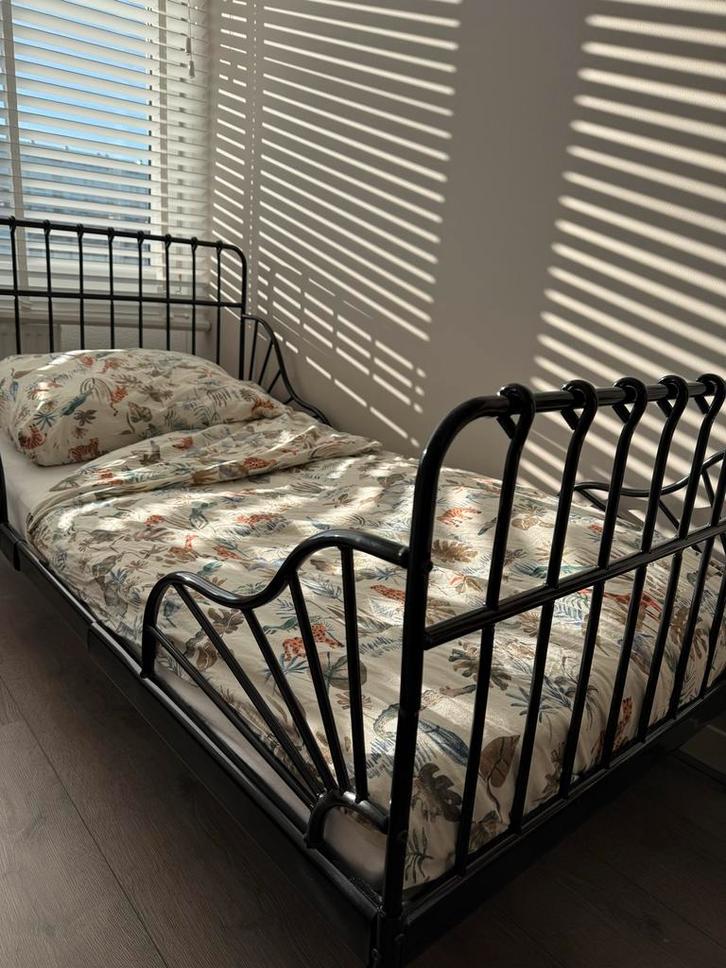 Vida Xl meegroeibed zwart, Kinderen en Baby's, Kinderkamer | Bedden, Nieuw, 180 cm of meer, 70 tot 85 cm, Lattenbodem, Ophalen