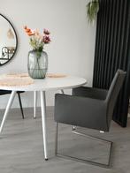 4 Leren Bert Plantagie Design Stoelen, Huis en Inrichting, Stoelen, Ophalen, Zo goed als nieuw, Grijs, Vijf, Zes of meer stoelen