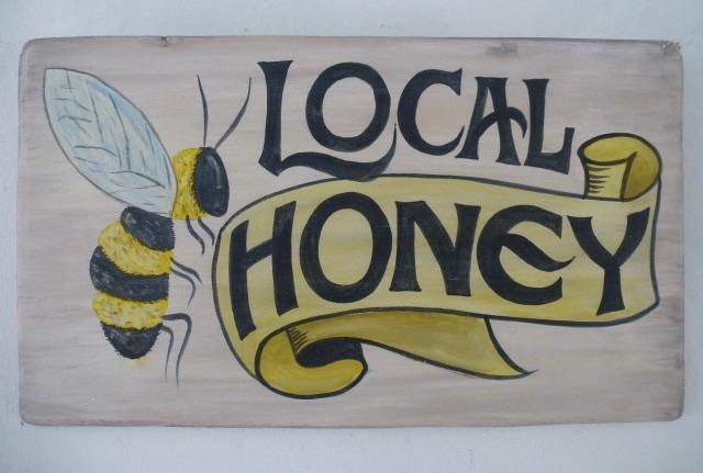 Houten reclamebord / honing / Local Honey / imker / bijen, Verzamelen, Merken en Reclamevoorwerpen, Nieuw, Reclamebord, Ophalen of Verzenden