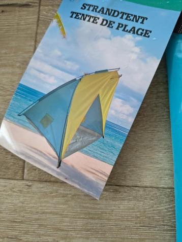 Nieuwe strandtent, windtent, schaduw tent in zak, blauw-geel beschikbaar voor biedingen