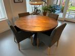 Complete eethoek ronde tafel 150 cm en 6 stoelen, Huis en Inrichting, Tafels | Eettafels, Ophalen, Gebruikt, Vijf personen of meer
