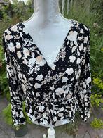 Zwart witte bloemen blouse maat 44 H&M, H&M, Zwart, Maat 42/44 (L), Ophalen of Verzenden
