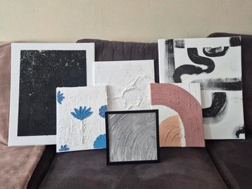 6 zelfgemaakte textuur Abstracte schilderijen. beschikbaar voor biedingen