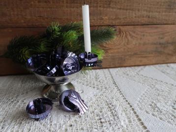 Vintage paars lila lametta + 20 kerstboom kaarsjes knijpers beschikbaar voor biedingen