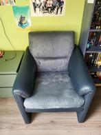 Blauw leren fauteuil, Minder dan 75 cm, Leer, Zo goed als nieuw, 50 tot 75 cm