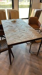 Tafel visgraat 90x160 cm 77 cm hoog, 200 cm of meer, Zo goed als nieuw, Vijf personen of meer, Rechthoekig