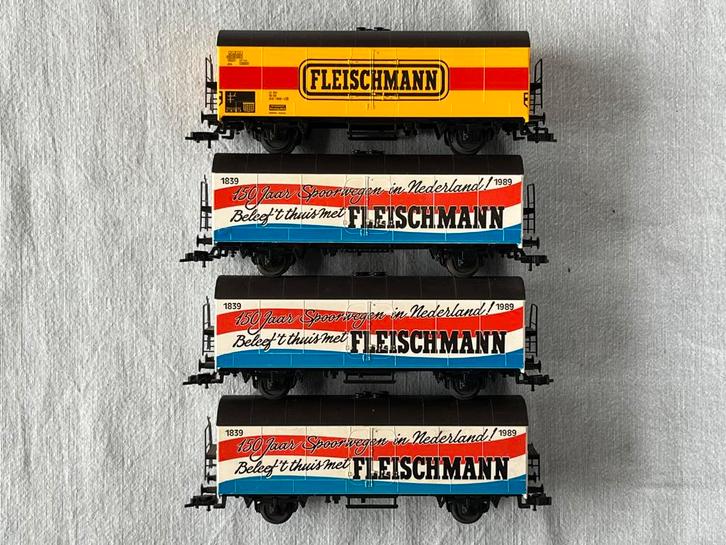 4x Fleischmann promo wagons, Hobby en Vrije tijd, Modeltreinen | H0, Gebruikt, Wagon, Gelijkstroom, Fleischmann, Ophalen of Verzenden