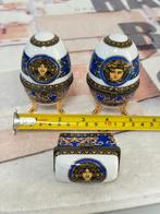 Fabergé ei eieren Versace Medusa SET blauw-wit faberge z/r, Antiek en Kunst, Ophalen of Verzenden