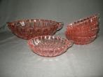 Oud rose glas, vruchten- / dessert set, Ophalen of Verzenden