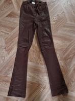 Kalfsleren broek skinny donkerbruin maat S kleine M leer, Ophalen of Verzenden, Zo goed als nieuw, Bruin, Lang